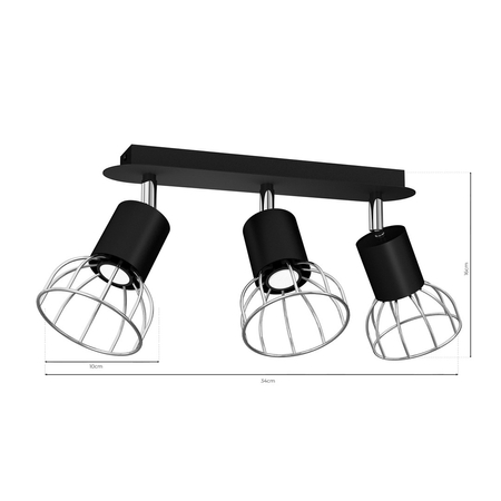 Milagro - Lampa Sufitowa DANTE BLACK/SILVER 3x mini GU10