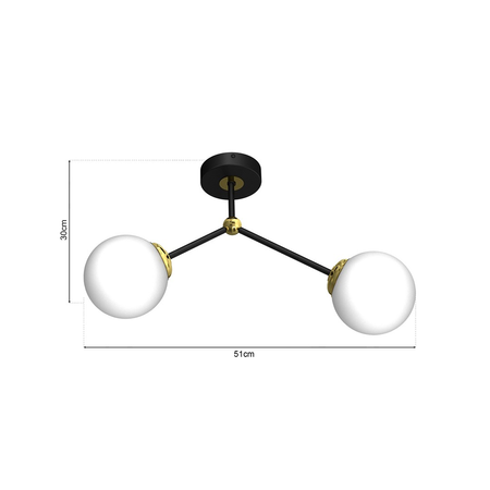 Milagro - Lampa sufitowa JOY BLACK / GOLD 2xE14