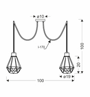 Candellux - Primo P Lampa Wisząca Czarny+Złoty 2X60W E27 Klosz Czarny