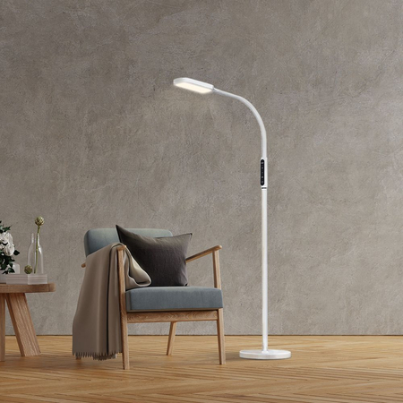 Lampa LED 2w1 podłogowa biurkowa biała 12W 3 barwy VLE-TF07W