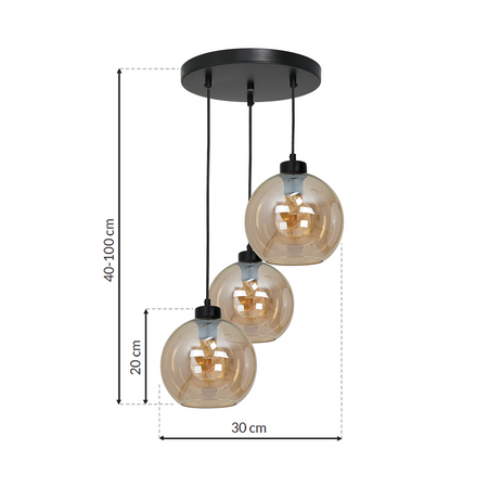 Milagro - Lampa wisząca SOFIA AMBER 3xE27