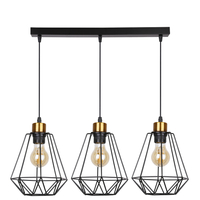 Primo lampa wisząca czarny+złoty 3x60w e27 klosz czarny