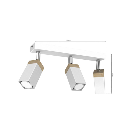 Milagro - Lampa sufitowa SOLO SAWN WHITE / PATINATED WOOD 3x mini GU10