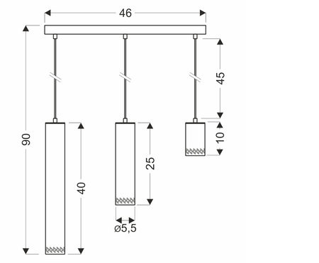 Tubo lampa wisząca czarny 3x25w gu10 klosz mix drewniany