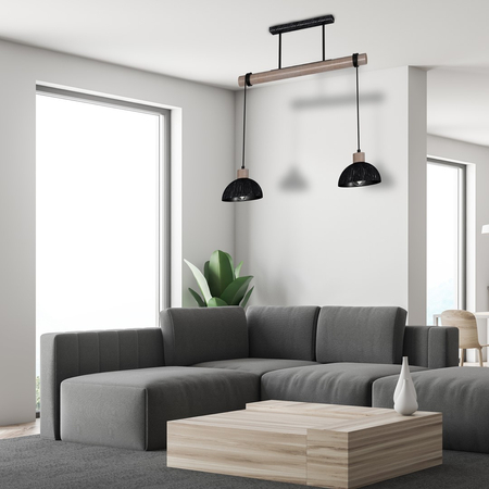 Milagro - Lampa wisząca ERIK Sawn black/Patinated wood 2XE27