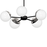 Milagro - Żyrandol SFERA BLACK/CHROME 5xE14