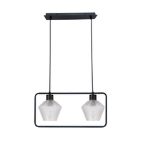 NIKO LAMPA WISZĄCA CZARNY 2X40W E27 KLOSZ BEZBARWNY KARBOWANY