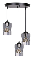 Felis lampa wisząca talerz czarny 3x60w e27 klosz dymiony