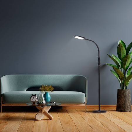 Lampa LED 2w1 podłogowa biurkowa czarna 12W 3 barwy VLE-TF07B