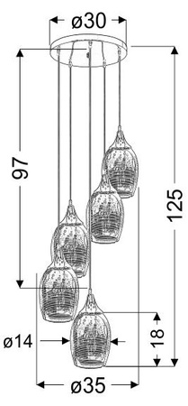 Candellux - Marina Lampa Wisząca Talerz 5X60W E27 Chrom