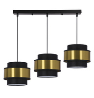 Candellux - Prestige Lampa Wisząca Czarny 3X40W E27 Abażur Czarny+Złoty