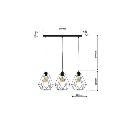 Milagro - Lampa wisząca BASKET BLACK 3xE27