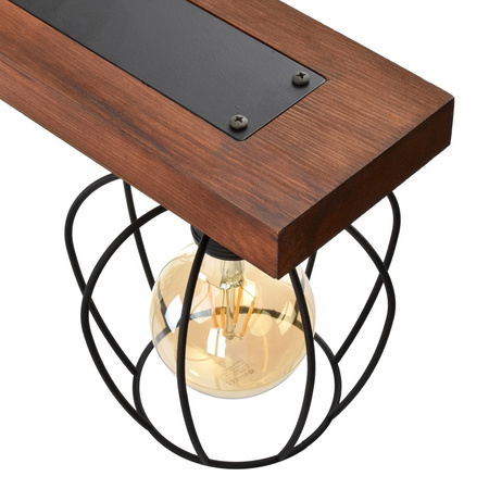 Milagro - Lampa wisząca OZZY BLACK / WOOD 4xE27 60W