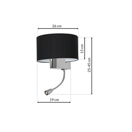 Milagro - Kinkiet CASINO BLACK/CHROME 1xE27 + 1W LED