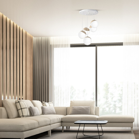 Milagro - Lampa wisząca SFERA WOOD 5xE14
