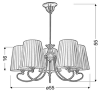 MOZART LAMPA WISZĄCA 5X60W E27 PATYNOWA MIEDŹ MIODOWY