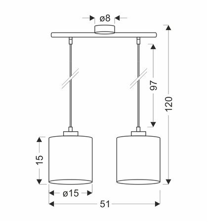 Candellux - Patti Lampa Wisząca Czarny 2X60 E27 Abażur Walec 15X15 Plecionka Zielona