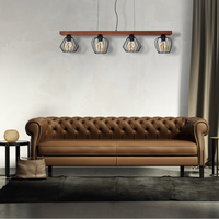 Milagro - Lampa wisząca OZZY BLACK / WOOD 4xE27 60W