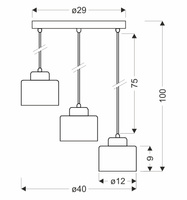 Candellux - Wama Lampa Wisząca Czarny 3X40W E27 Klosz Czarny+Srebrny