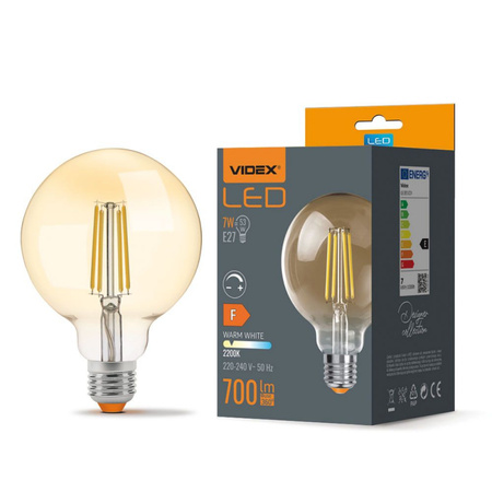 LED Żarówka VIDEX-E27-G95-7W-FIL-DIM-AMBER-WW