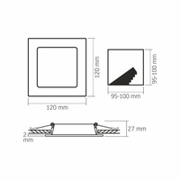 Oprawa podtynkowa LED biała kwadrat 6W 450lm 4000K