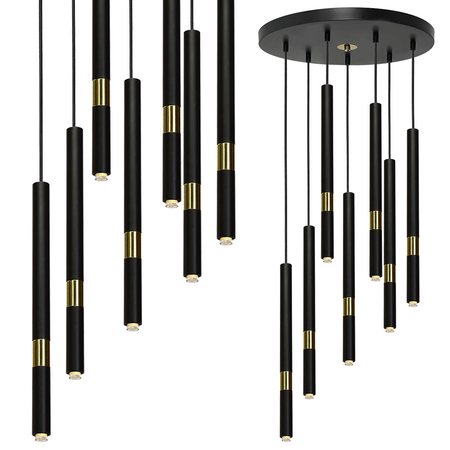 Milagro - Lampa wisząca MONZA BLACK/GOLD 7xG9 8W