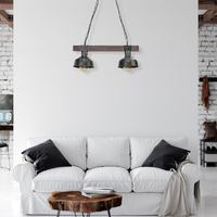 Milagro - Lampa wisząca FARO BLACK/WOOD 2xE27