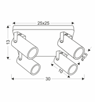 Gary lampa sufitowa plafon czarny 4x15W GU10 klosz czarny