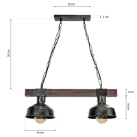 Milagro - Lampa wisząca FARO BLACK/WOOD 2xE27