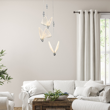 Lampa wisząca Mariposa 3 srebrna LED CCT