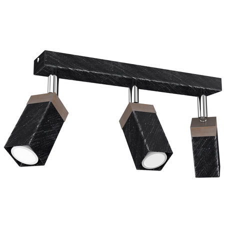 Milagro - Lampa sufitowa SOLO SAWN BLACK / PATINATED WOOD 3x mini GU10