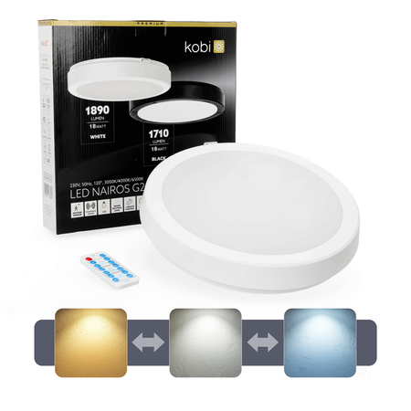 Plafon z czujnikiem ruchu LED NAIROS G2 18W 3CCT LX IP65 biały Kobi Premium