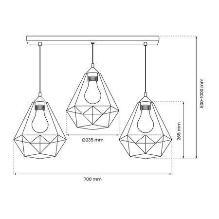 Milagro - Lampa wisząca BASKET GRAY 3xE27