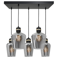 Milagro - Lampa wisząca RICHMOND BLACK / GOLD 5xE27  Prostokąt