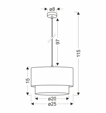 SFERIA LAMPA WISZĄCA CZARNY 1X60 E27 ABAŻUR CZARNY+BEŻOWY
