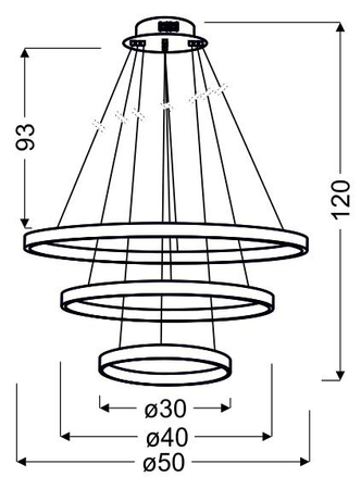 LUNE LAMPA WISZĄCA 50 OKRĄGŁY POTRÓJNY 60W LED 4000K CHROM