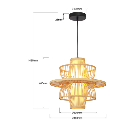 Rattanowa lampa wisząca Astra naturalna 1xE27