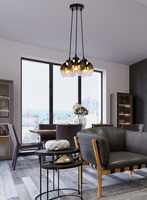 Nubia lampa wisząca czarny 3x60w e27 klosz złoty