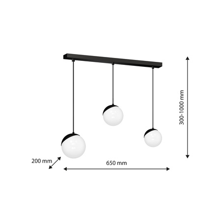 Milagro - Lampa wisząca SFERA BLACK 3xE14