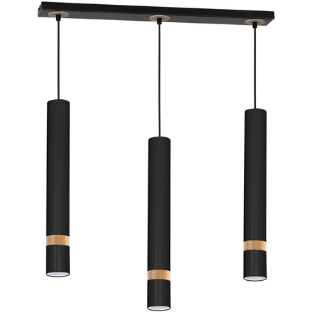 Milagro - Lampa wisząca JOKER BLACK/WOOD 3xGU10
