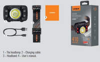 Latarka czołowa LED 5W + COB IP65 czujnik ruchu