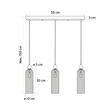 Lampa Dekoracyjna Wisząca AM202 3xE14 Złota REGINA