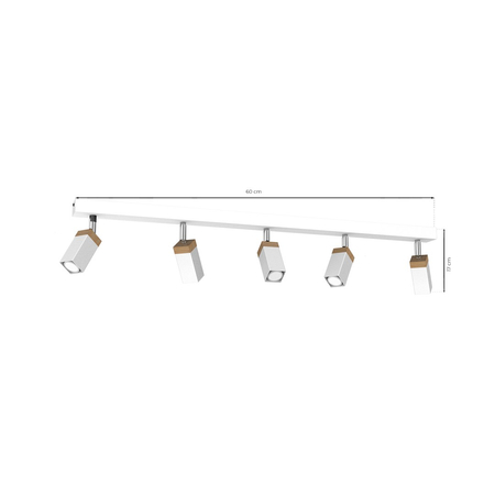 Milagro - Lampa sufitowa SOLO SAWN WHITE / PATINATED WOOD 5x mini GU10