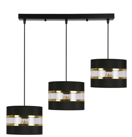 Candellux - Pandy Lampa Wisząca Czarny 3X40W E27 Abażur Czarny+Złoty