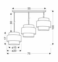 Prestige lampa wisząca czarny 3x40w e27 abażur czarny+złoty