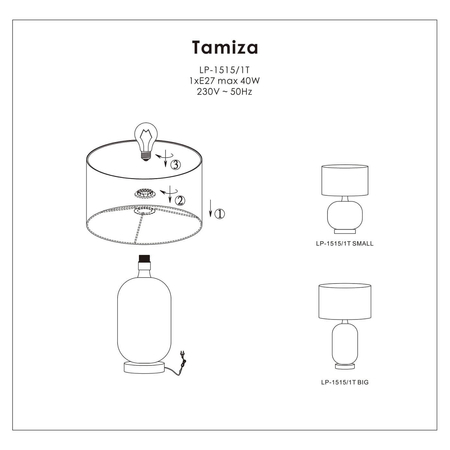 Lampa stołowa Tamiza 65 cm czarna 1xE27