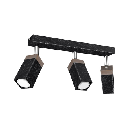Milagro - Lampa sufitowa SOLO SAWN BLACK / PATINATED WOOD 3x mini GU10