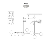 Lampa wisząca Alisa złota 6xE14