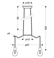 Candellux - Basso Lampa Wisząca 4X40W E27 Czarny Matowy