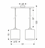 Candellux - Patti Lampa Wisząca Czarny 2X60 E27 Abażur Walec 15X15 Plecionka Zielona